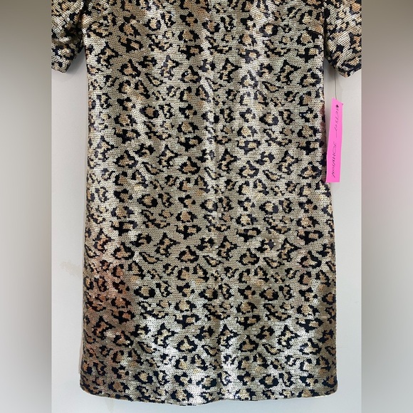 Betsey Johnson Women's Sequined Leopard Print Mini Shift Dress Sz 2 - Picture 4 of 11